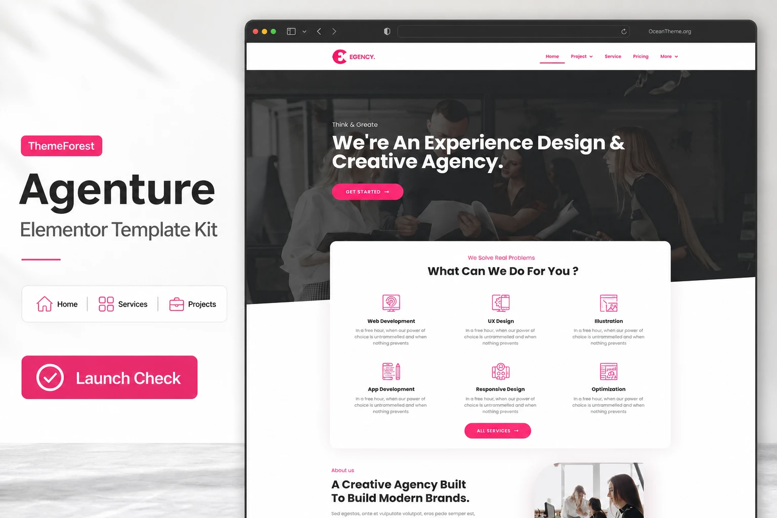 ThemeForest Agenture as an Elementor template for a digital agency website