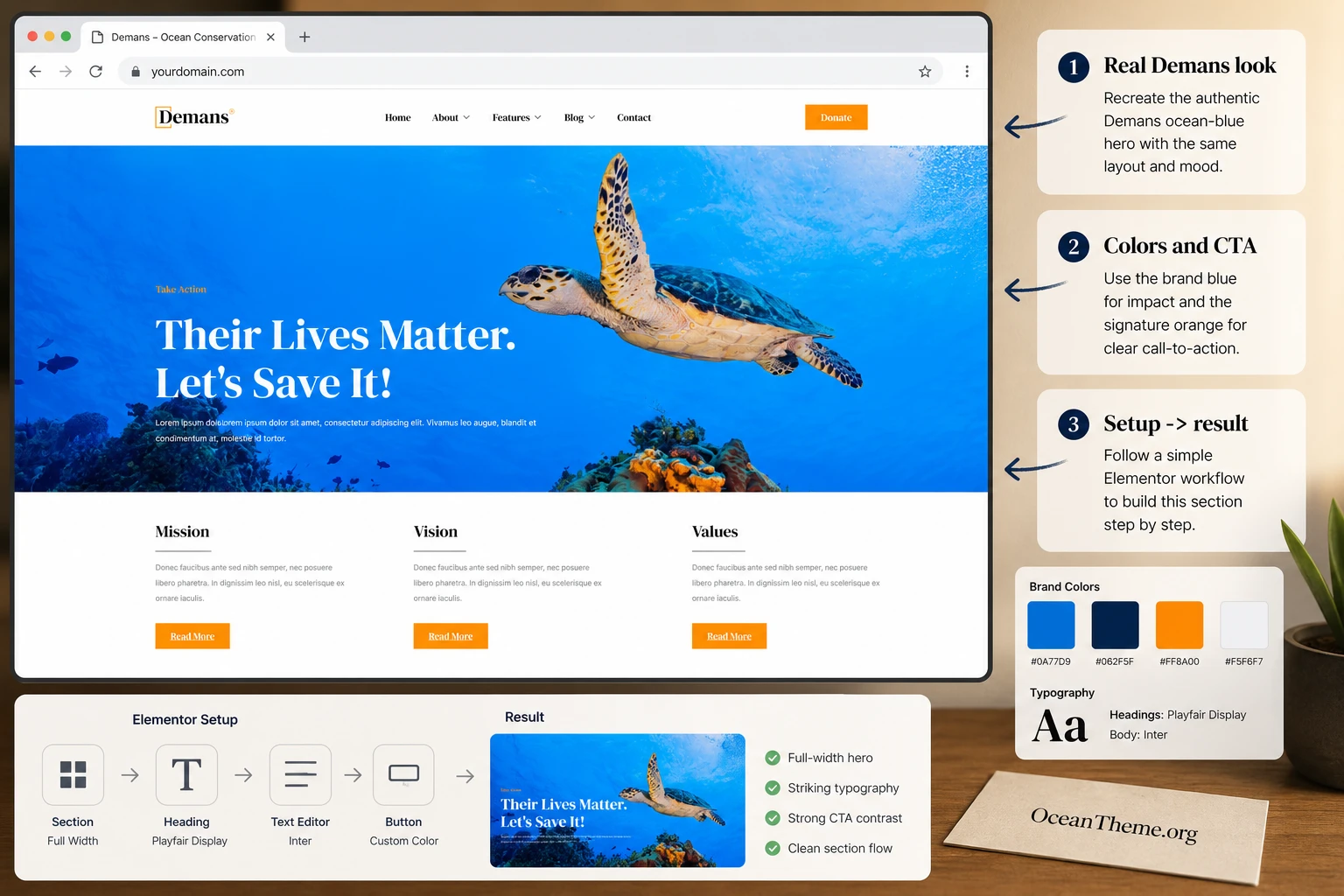 ThemeForest Demans guide cover with a homepage reference