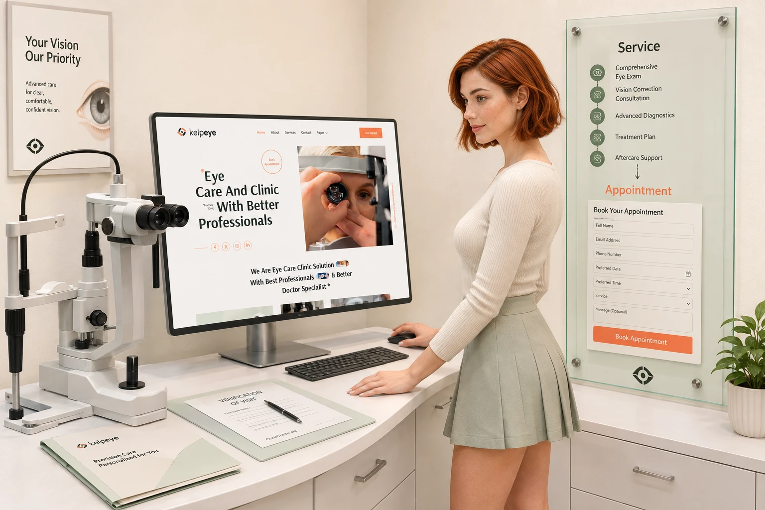 Practical setup scene for an eye clinic website based on ThemeForest Kelpeye