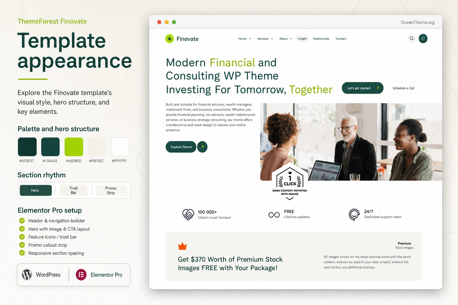 Cover visual for the ThemeForest Finovate guide showing the real template design