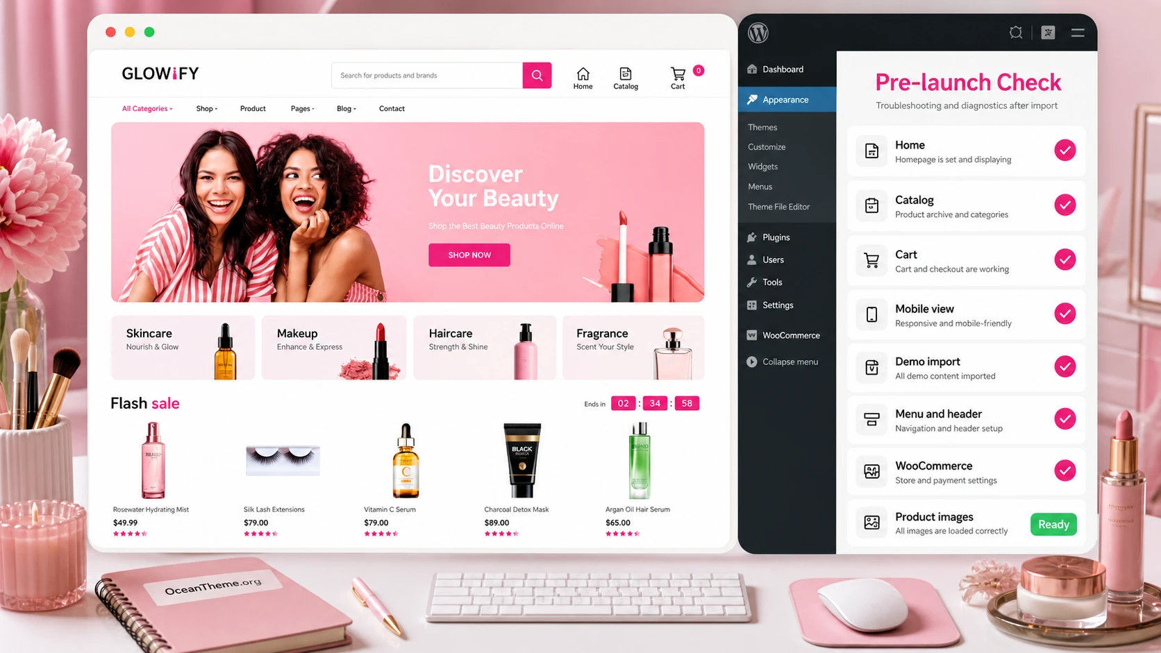 Diagnostic map for Glowify, WooCommerce, Elementor, and cache issues