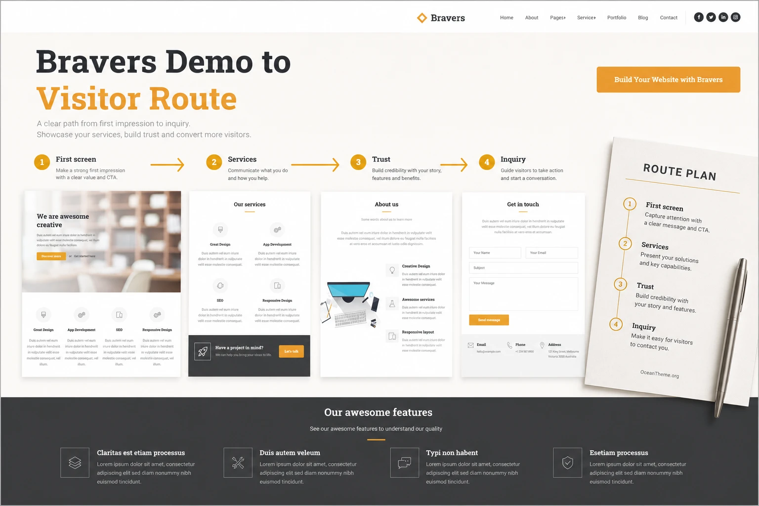 Demo import and Bravers homepage structure