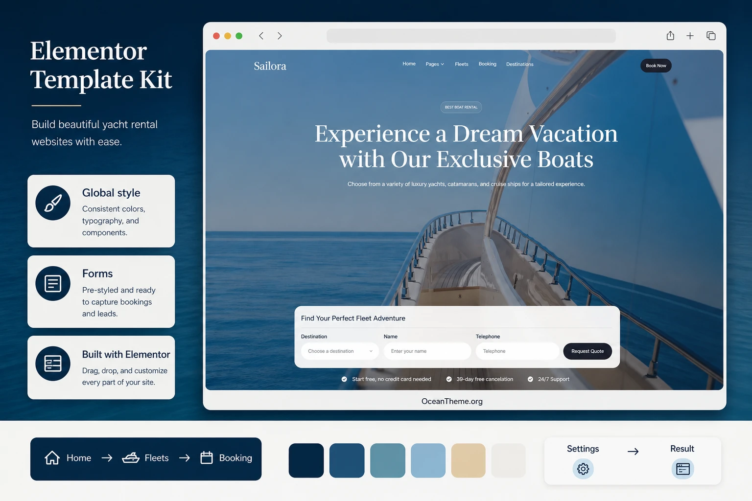 ThemeForest Sailora guide cover with a homepage reference