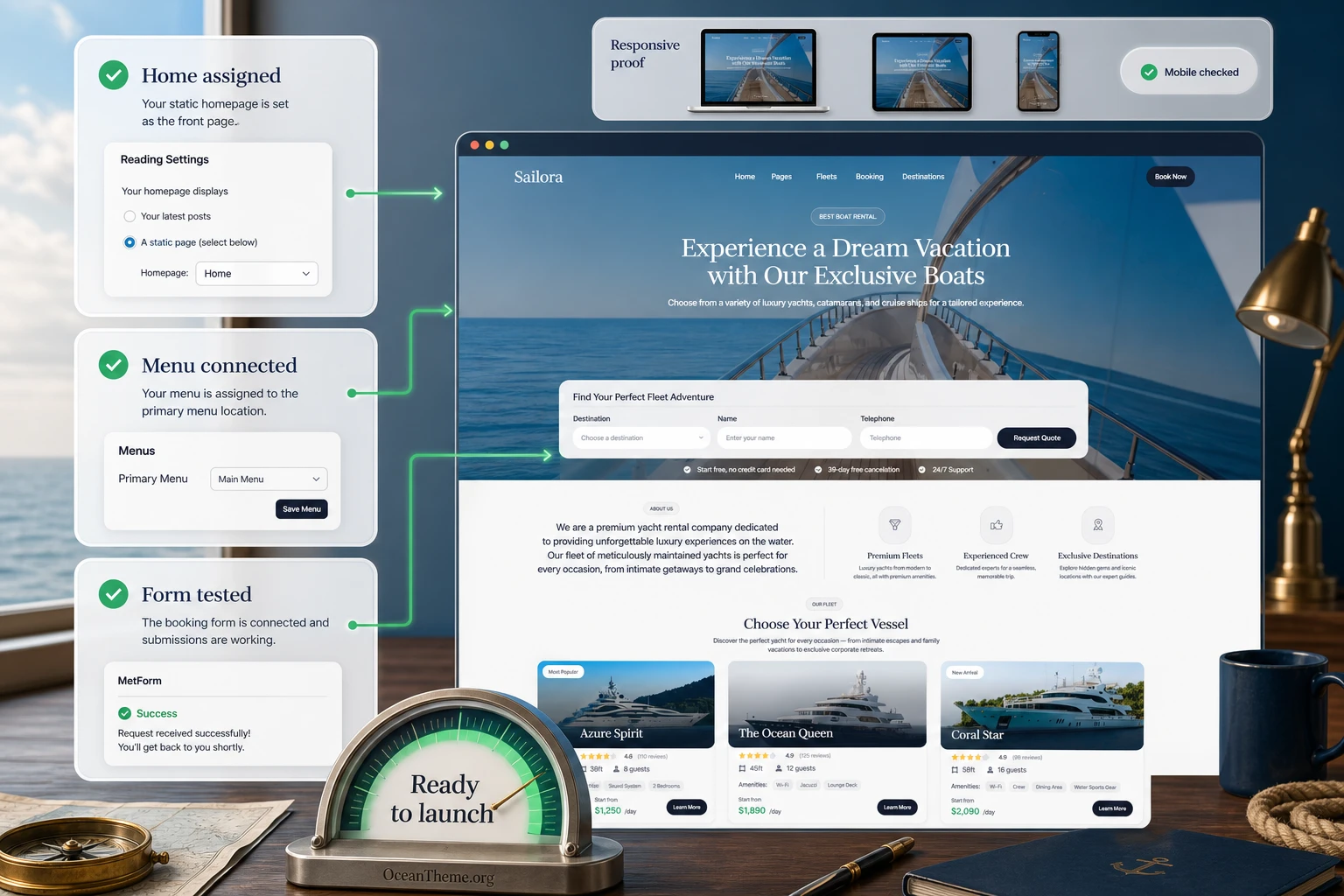 Checking a finished Sailora site before publishing