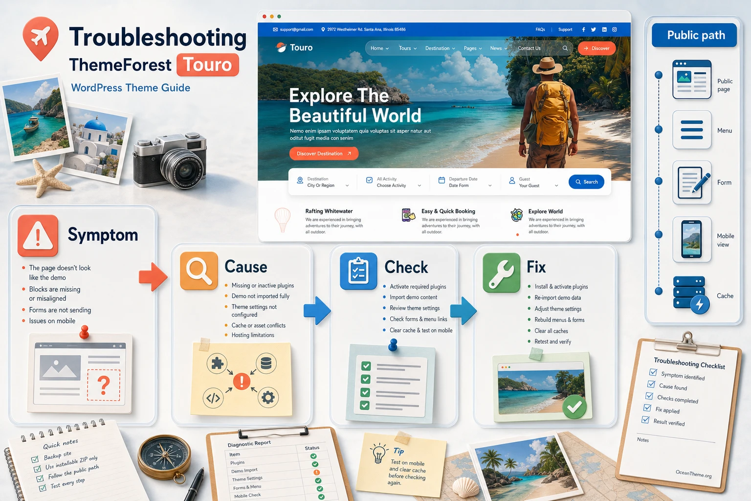 Post-setup validation map for a site built with ThemeForest Touro