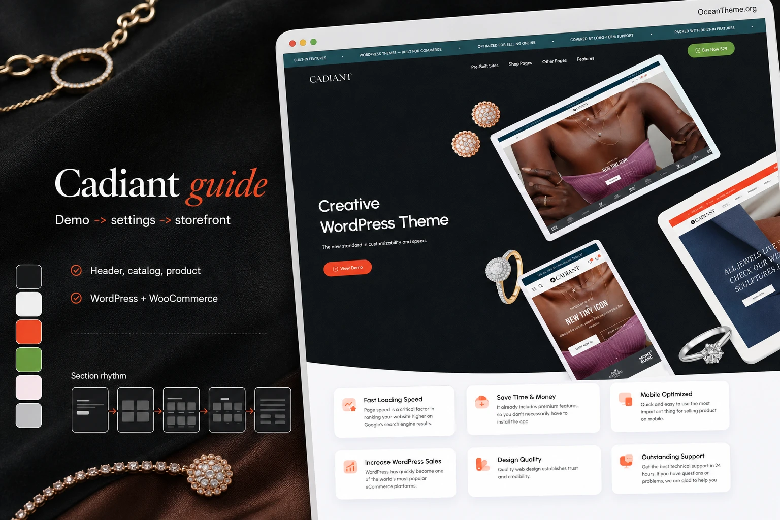 Cover image for the ThemeForest Cadiant guide with a reference to the theme's hero section