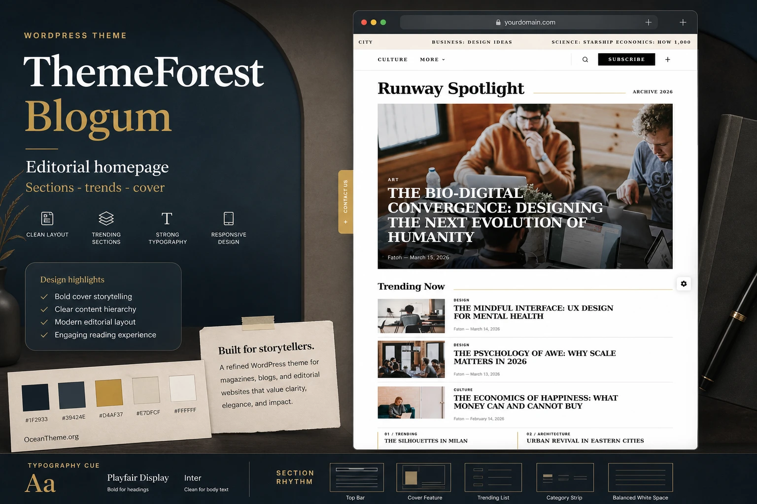 Cover image for the ThemeForest Blogum guide with a magazine-style layout reference