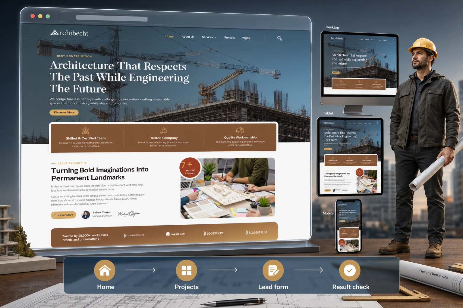 Practical example of setting up the Archibecht homepage for an architecture studio
