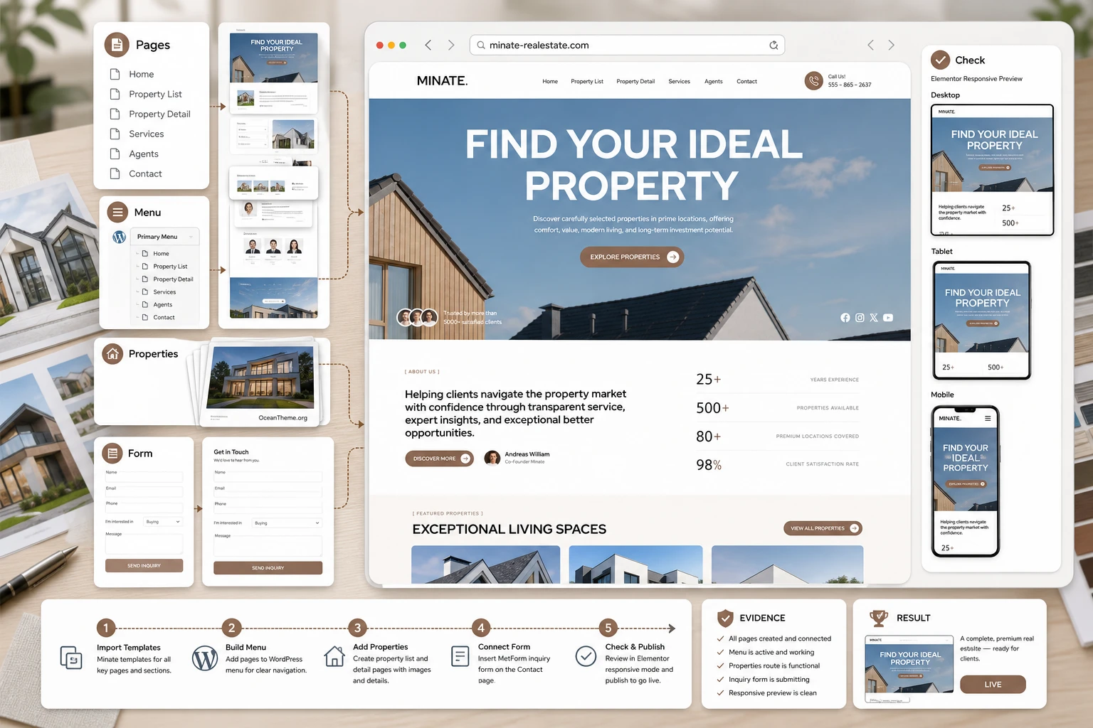 Practical workflow for setting up a real estate site with Minate