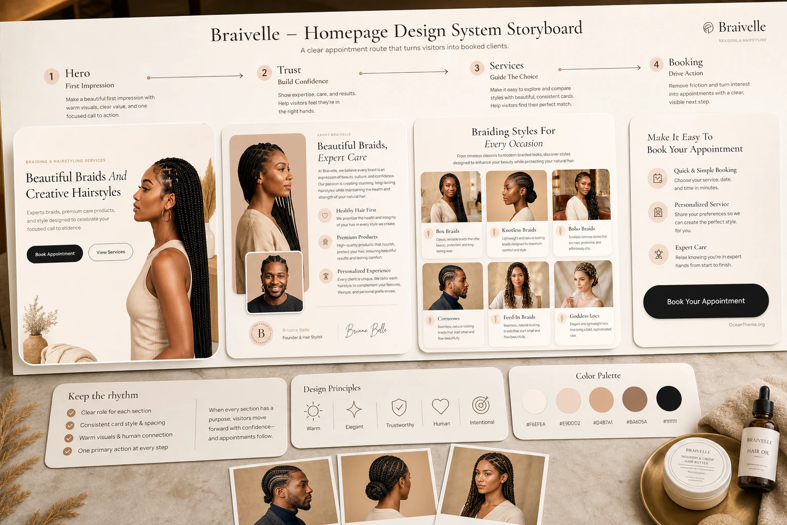 Configuring the ThemeForest Braivelle homepage from the hero section to the service cards