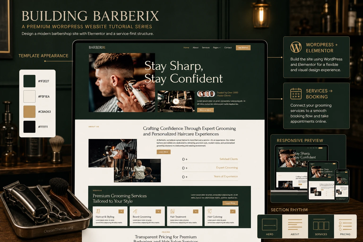 ThemeForest Barberix guide cover showing the actual template hero section