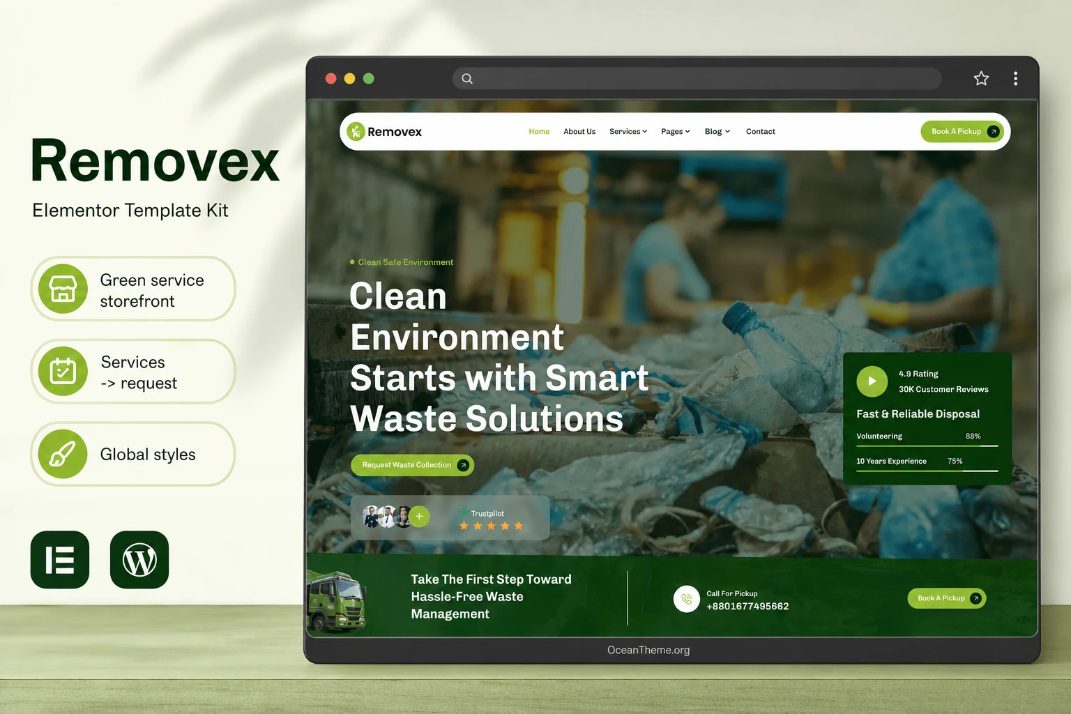 ThemeForest Removex as a ready-made website for junk removal and recycling services