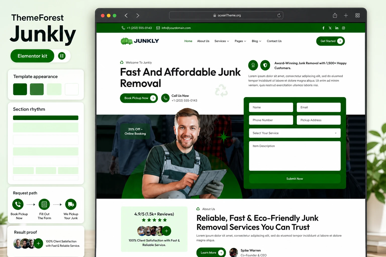 Cover image for the ThemeForest Junkly guide showing the template homepage design