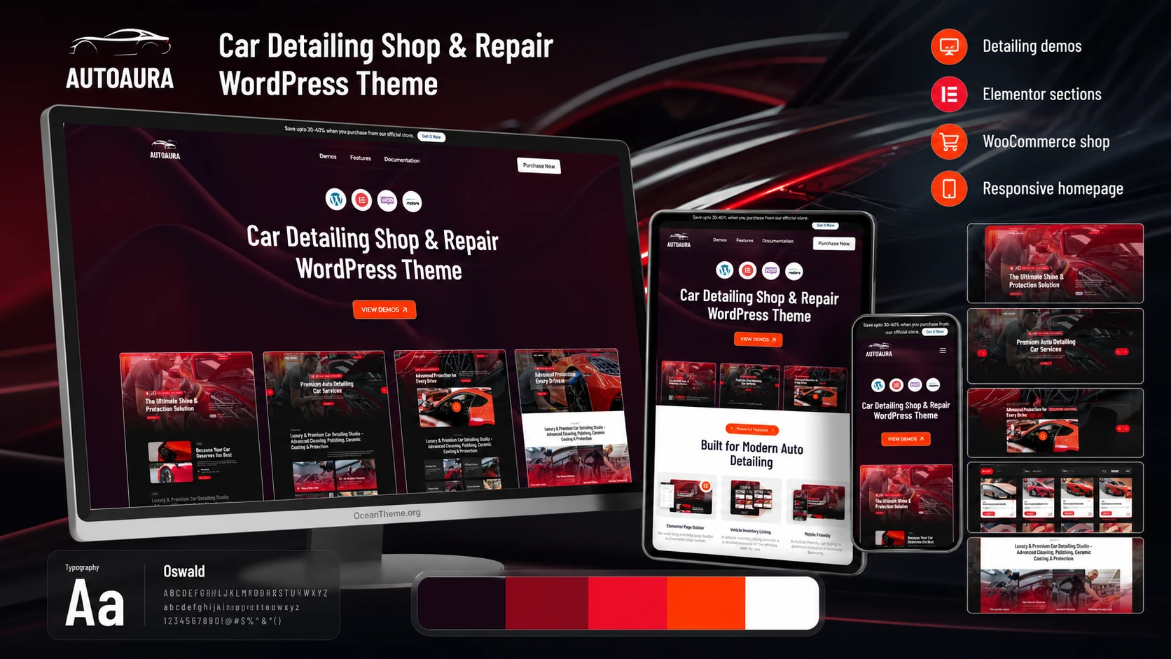 ThemeForest Autoaura as a visual system for a WordPress detailing website