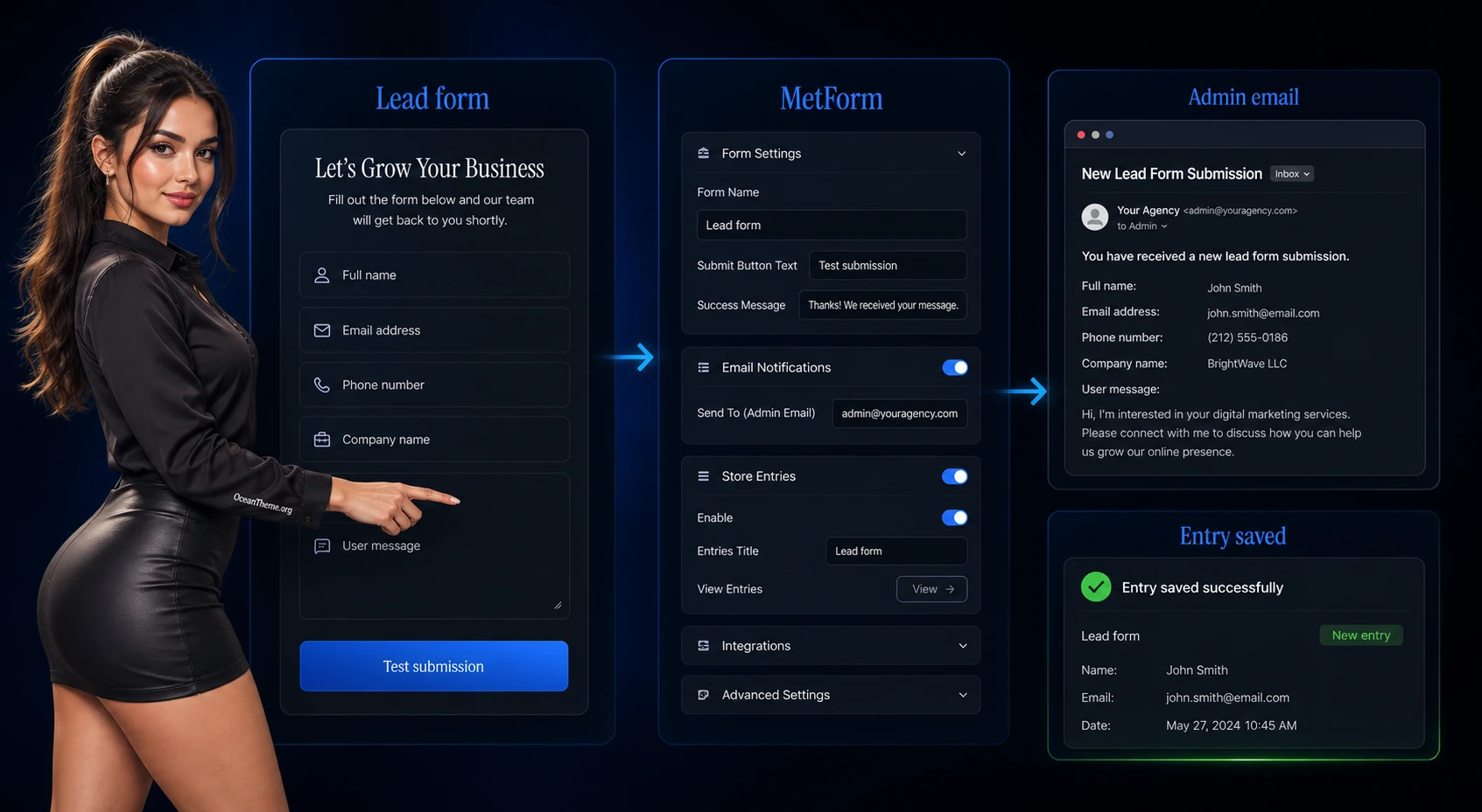 Configuring MetForm for lead forms in ThemeForest Digitra