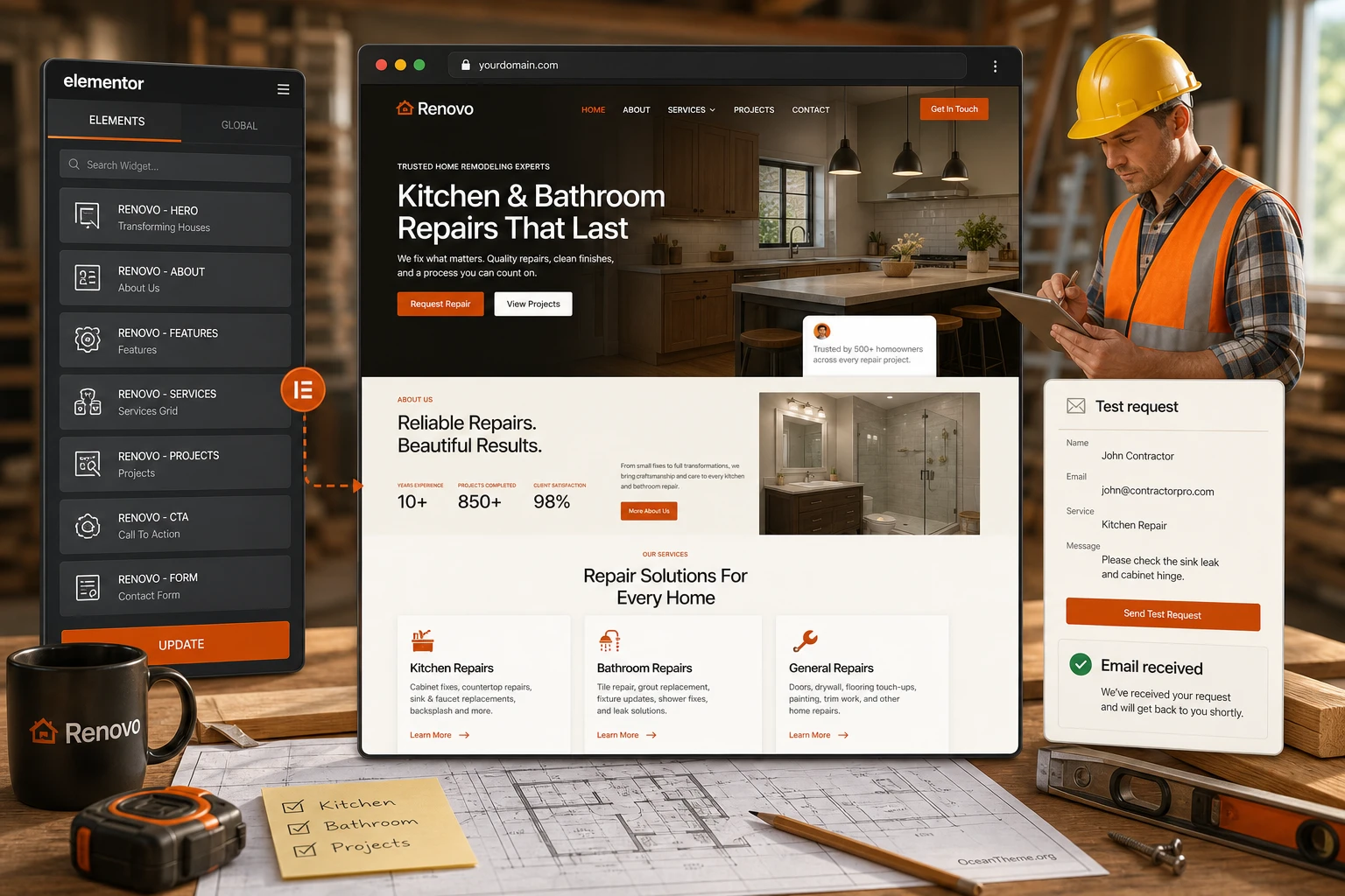 Practical Renovo setup example for kitchen and bathroom remodeling services