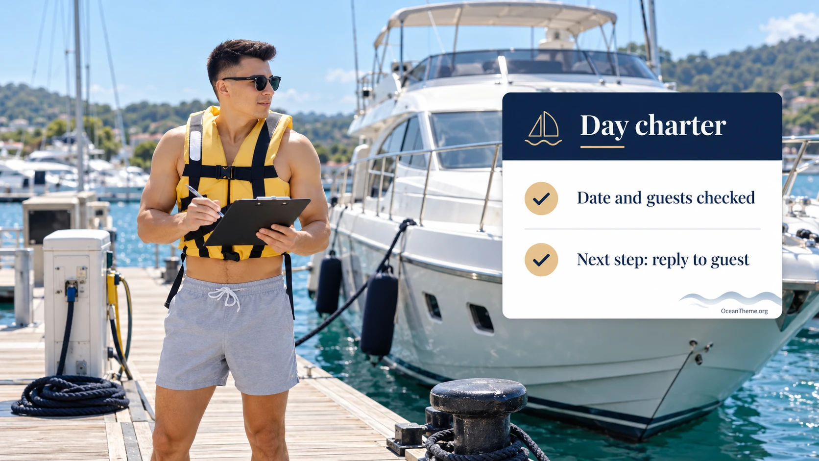 ThemeForest Lanong day charter example with an inquiry check