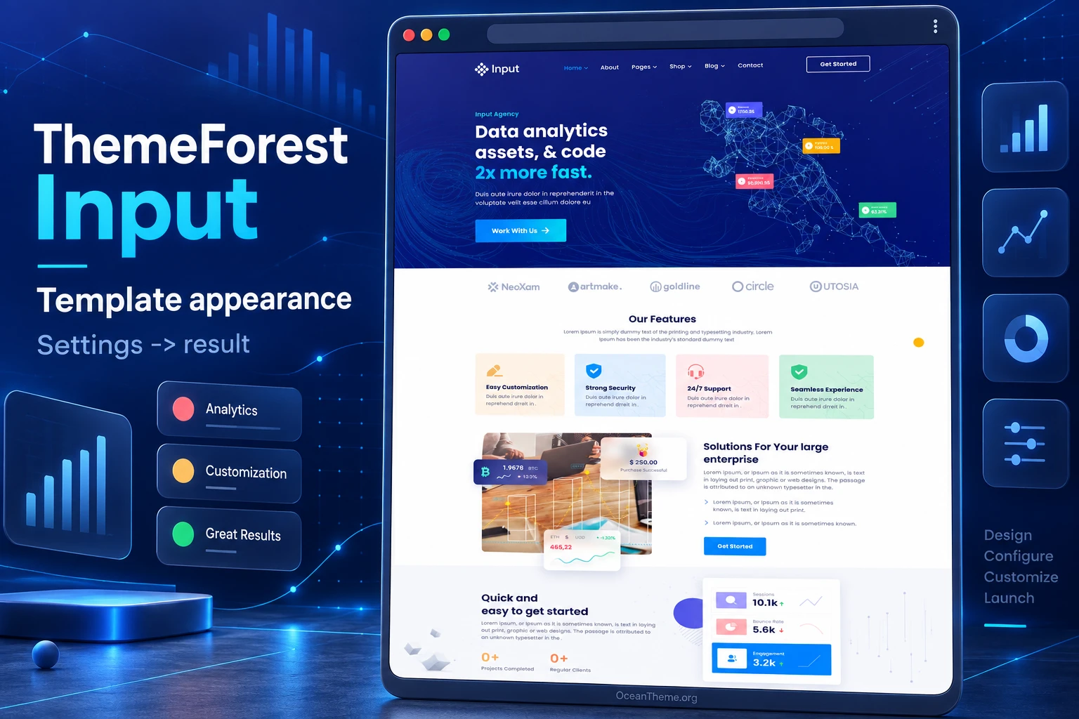ThemeForest Input guide cover preserving the look of the analytics template