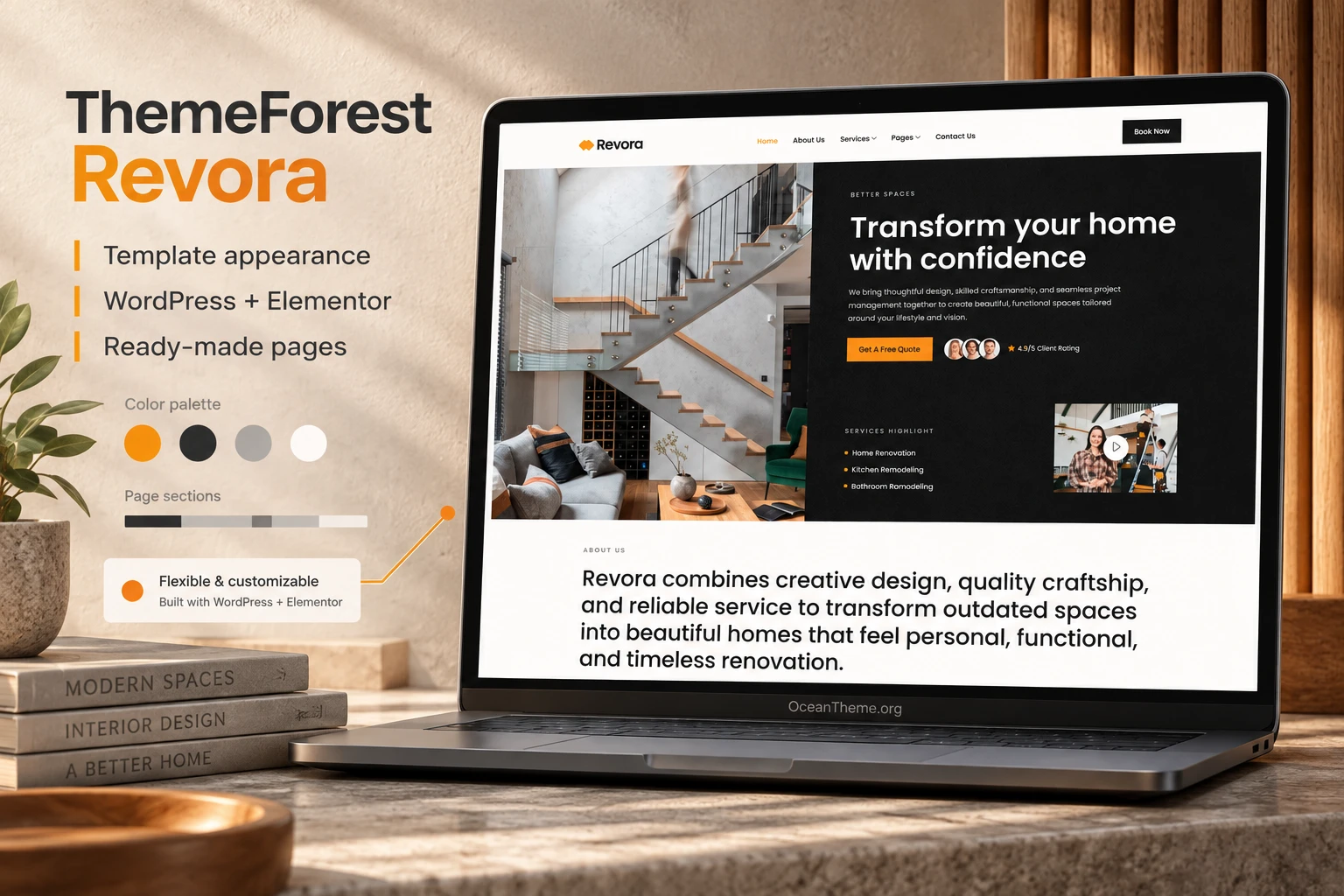 ThemeForest Revora guide cover showing the preserved template hero section