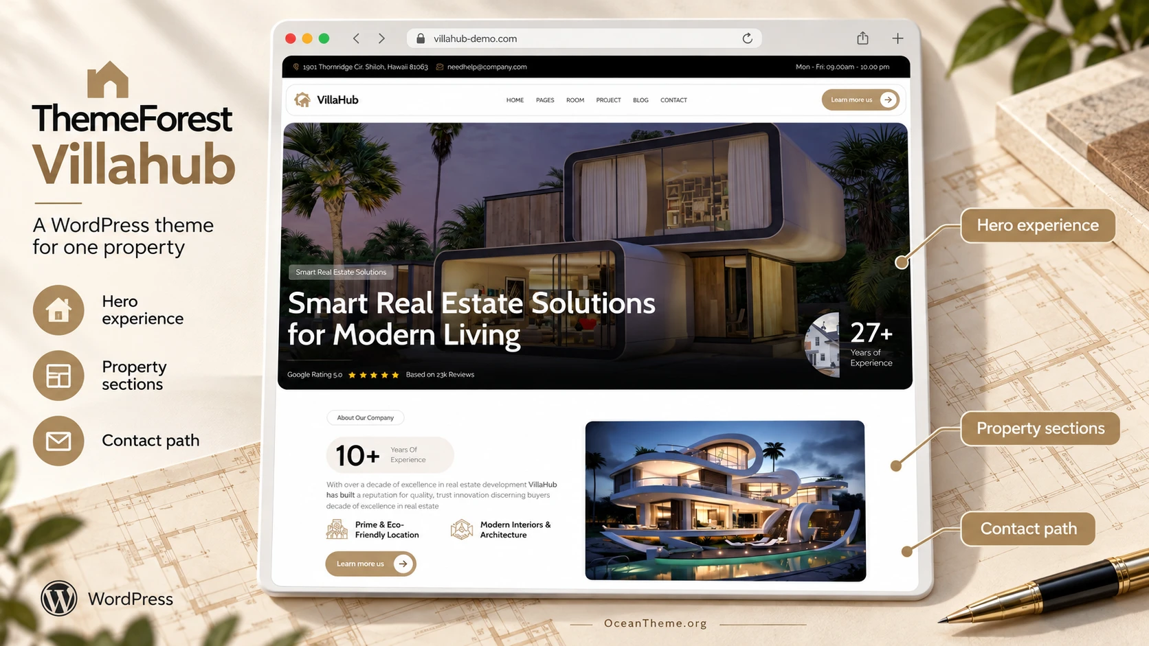ThemeForest Villahub: presenting a modern villa in WordPress