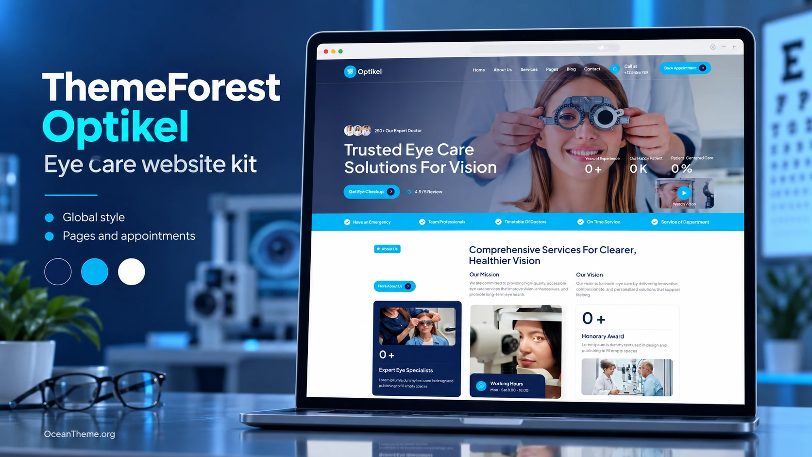 ThemeForest Optikel guide cover preserving the optical clinic template appearance