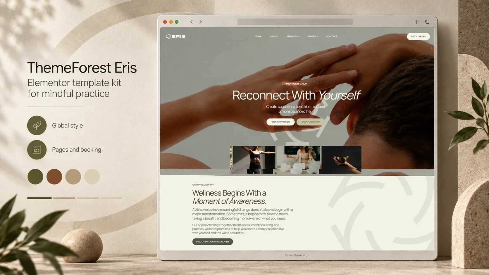 ThemeForest Eris guide cover preserving the look and feel of the wellness template