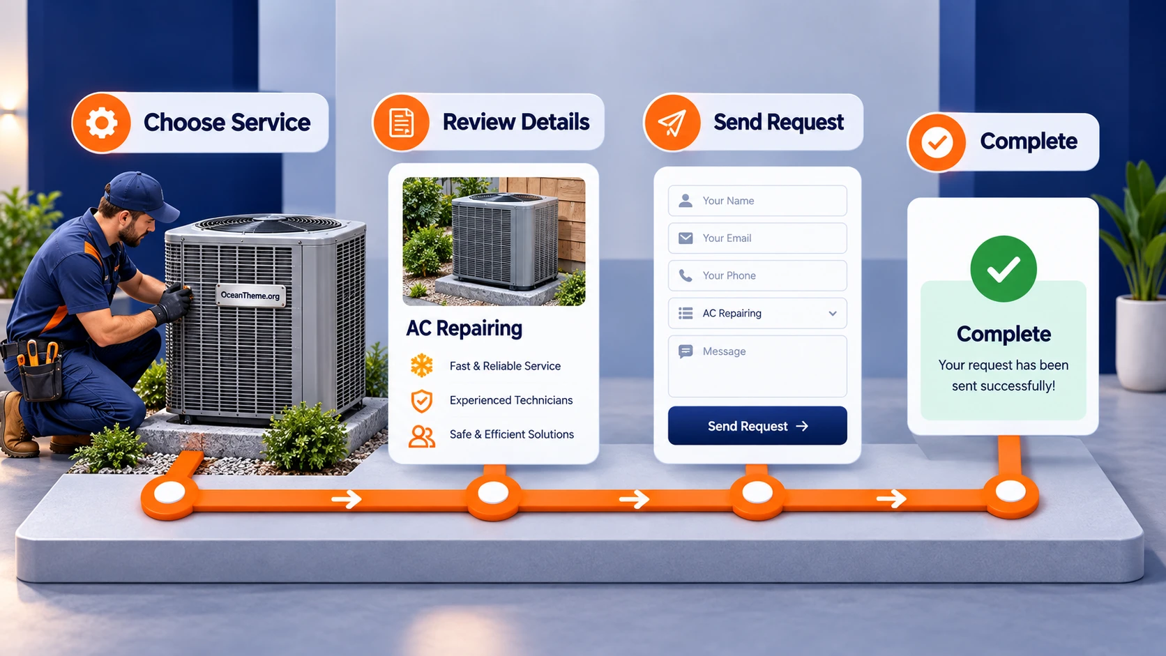 ThemeForest Coolen in practice: from choosing an air conditioner service to submitting an inquiry