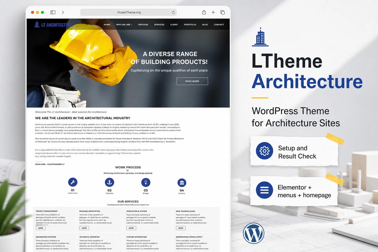 LTheme Architecture as a ready-made WordPress template for an architecture website