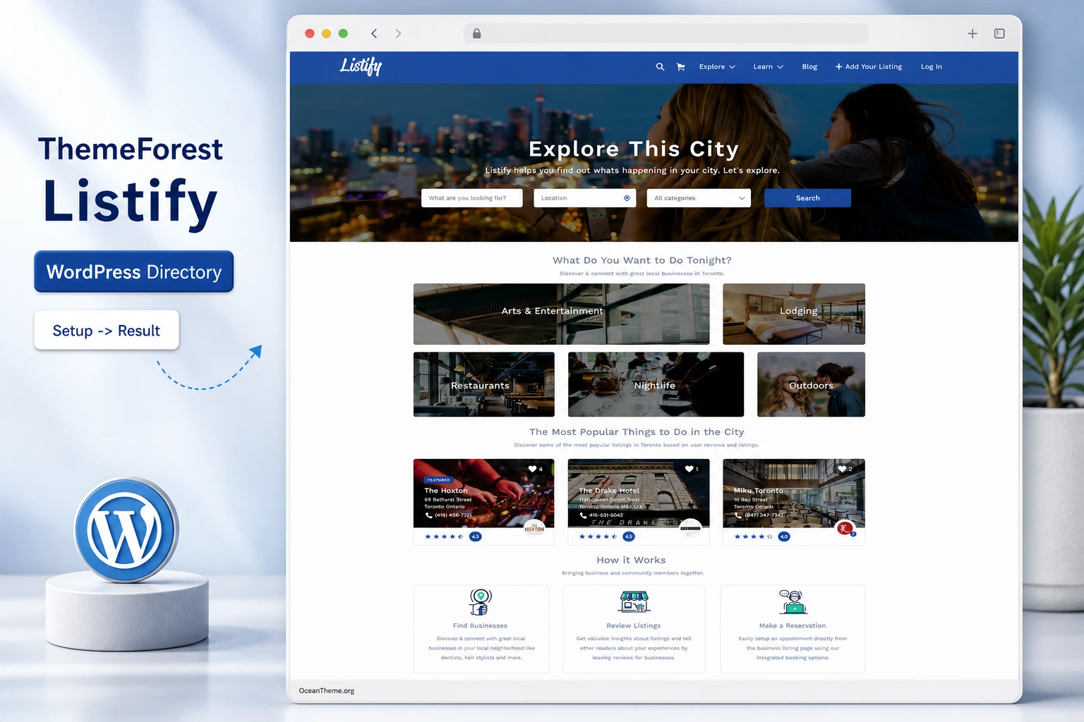 Cover image for the ThemeForest Listify guide with a WordPress city directory layout
