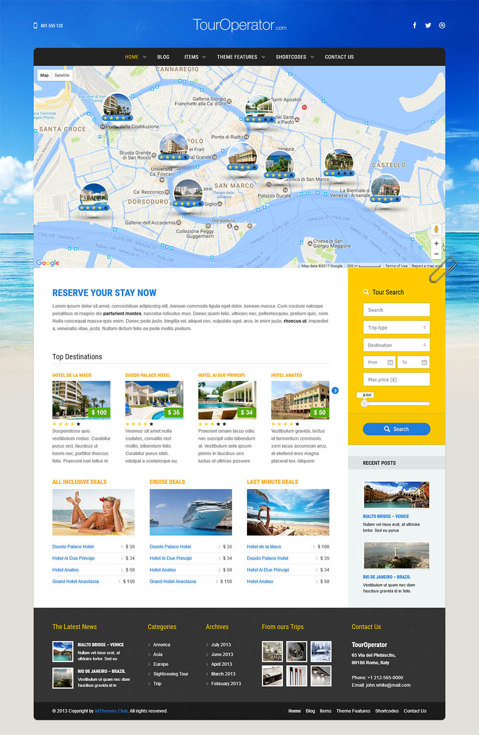 tour operator website template