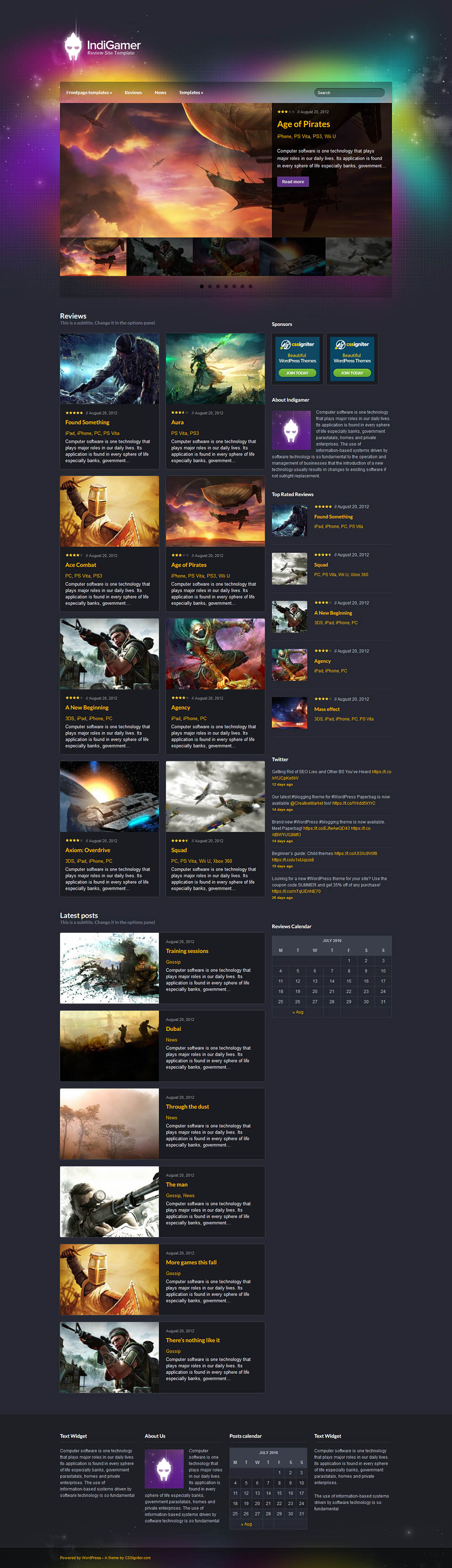 WordPress template CSSIgniter IndiGamer