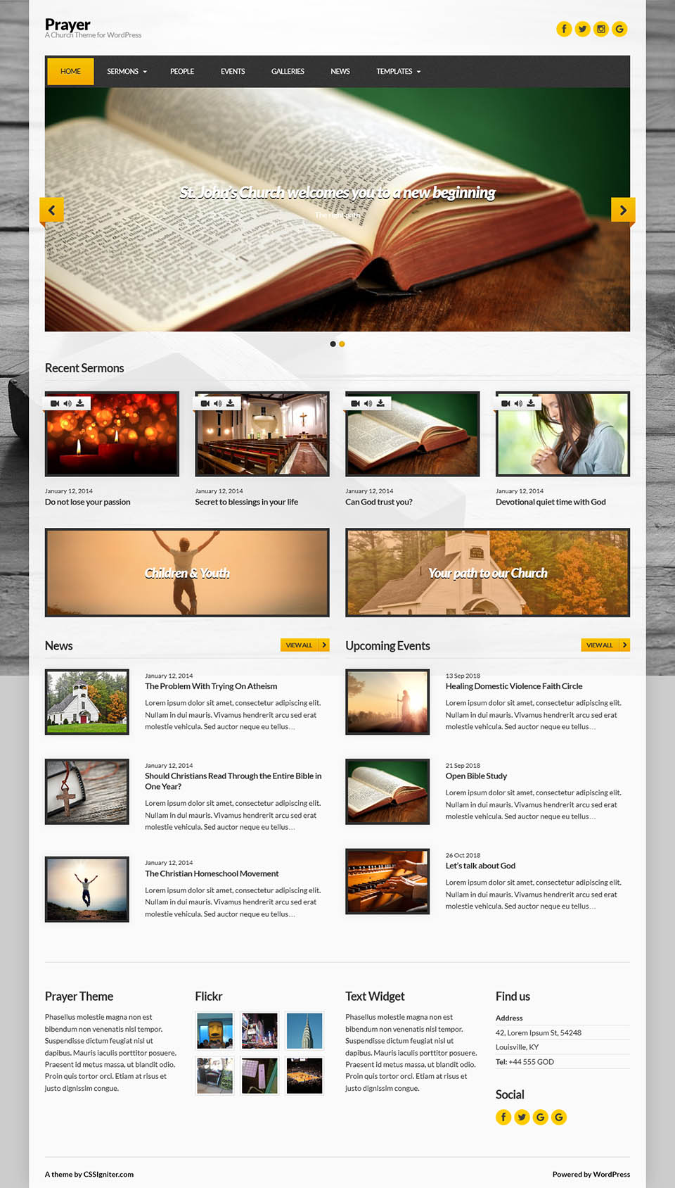 WordPress template CSSIgniter Prayer