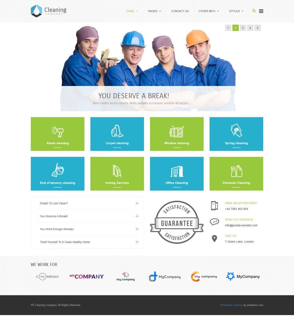 WordPress template DJ-Extensions Pe Cleaning Company