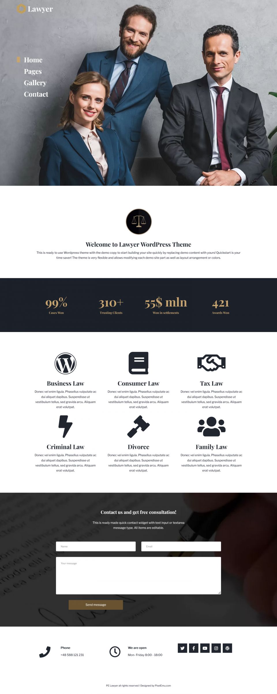 WordPress template DJ-Extensions Pe Lawyer