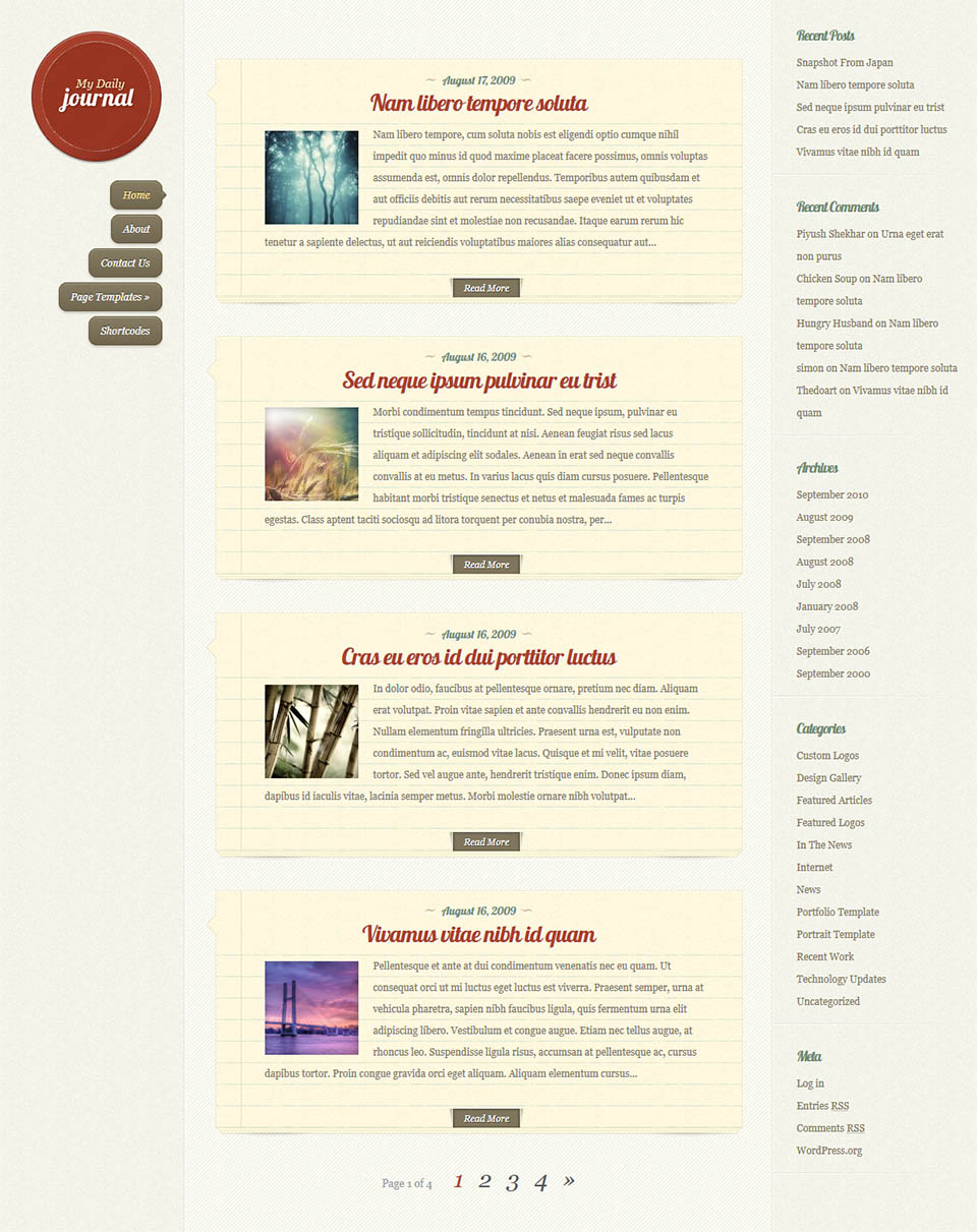 WordPress template ElegantThemes DailyJournal