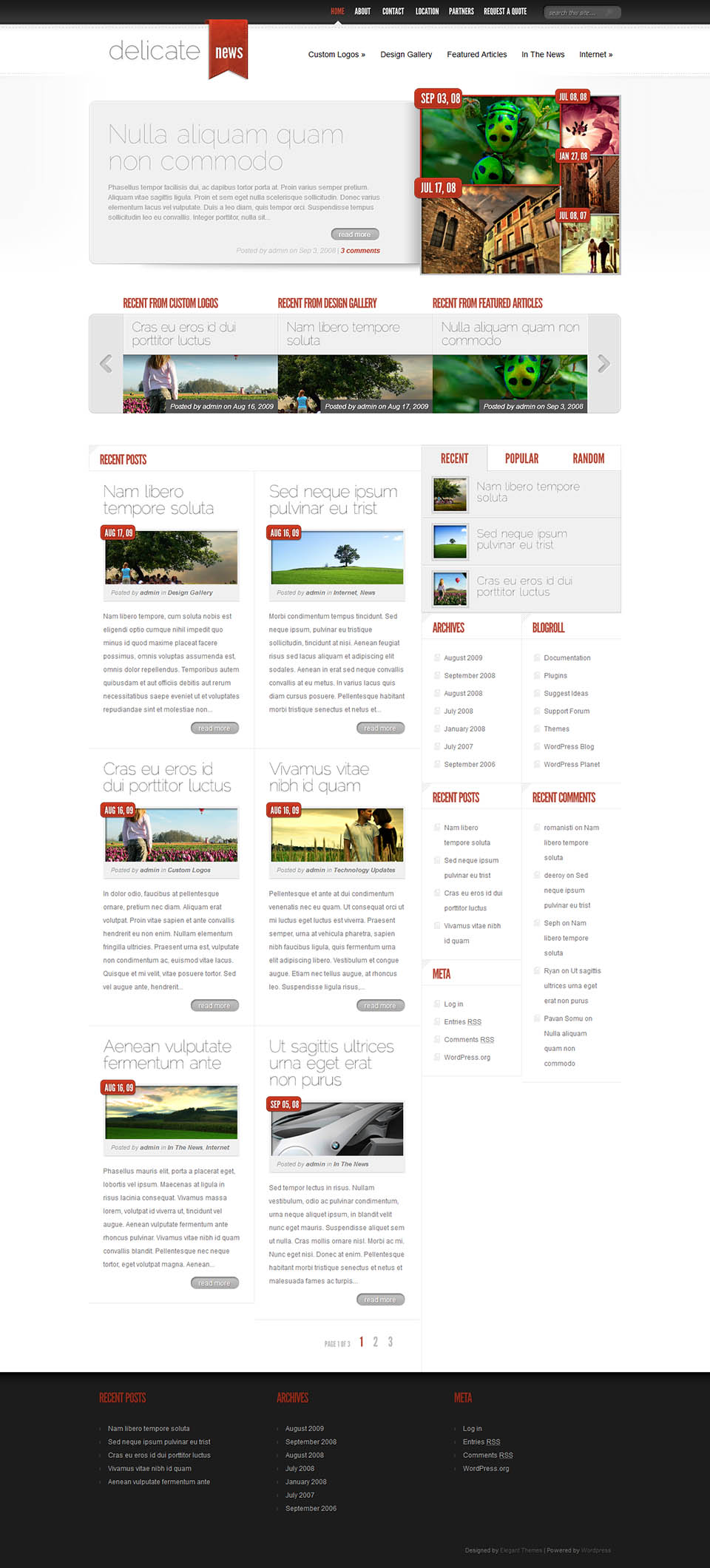 WordPress template ElegantThemes DelicateNews