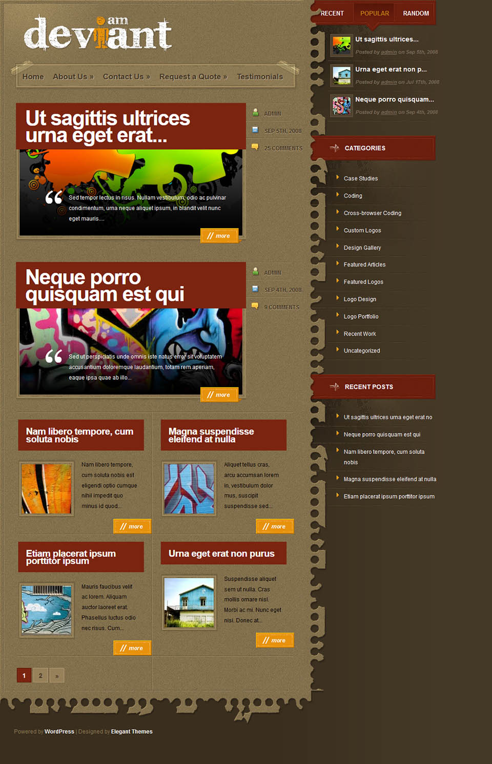 WordPress template ElegantThemes Deviant