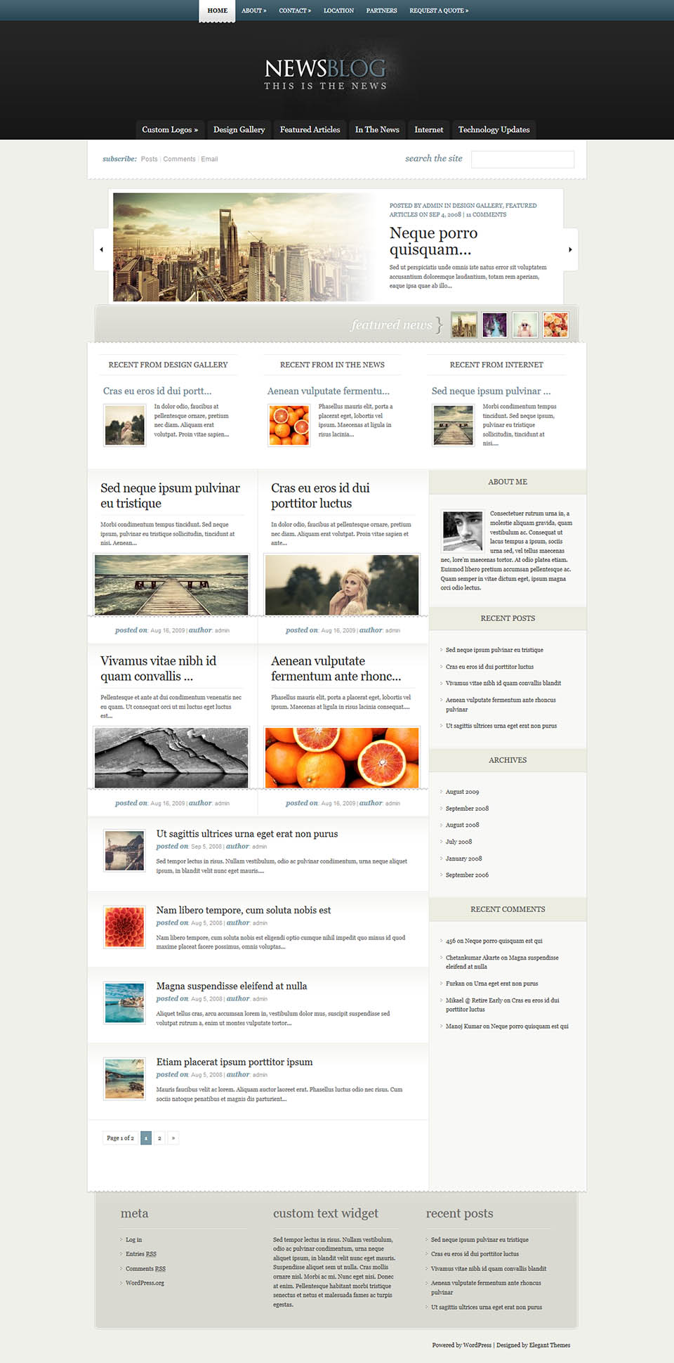 WordPress template ElegantThemes eNews