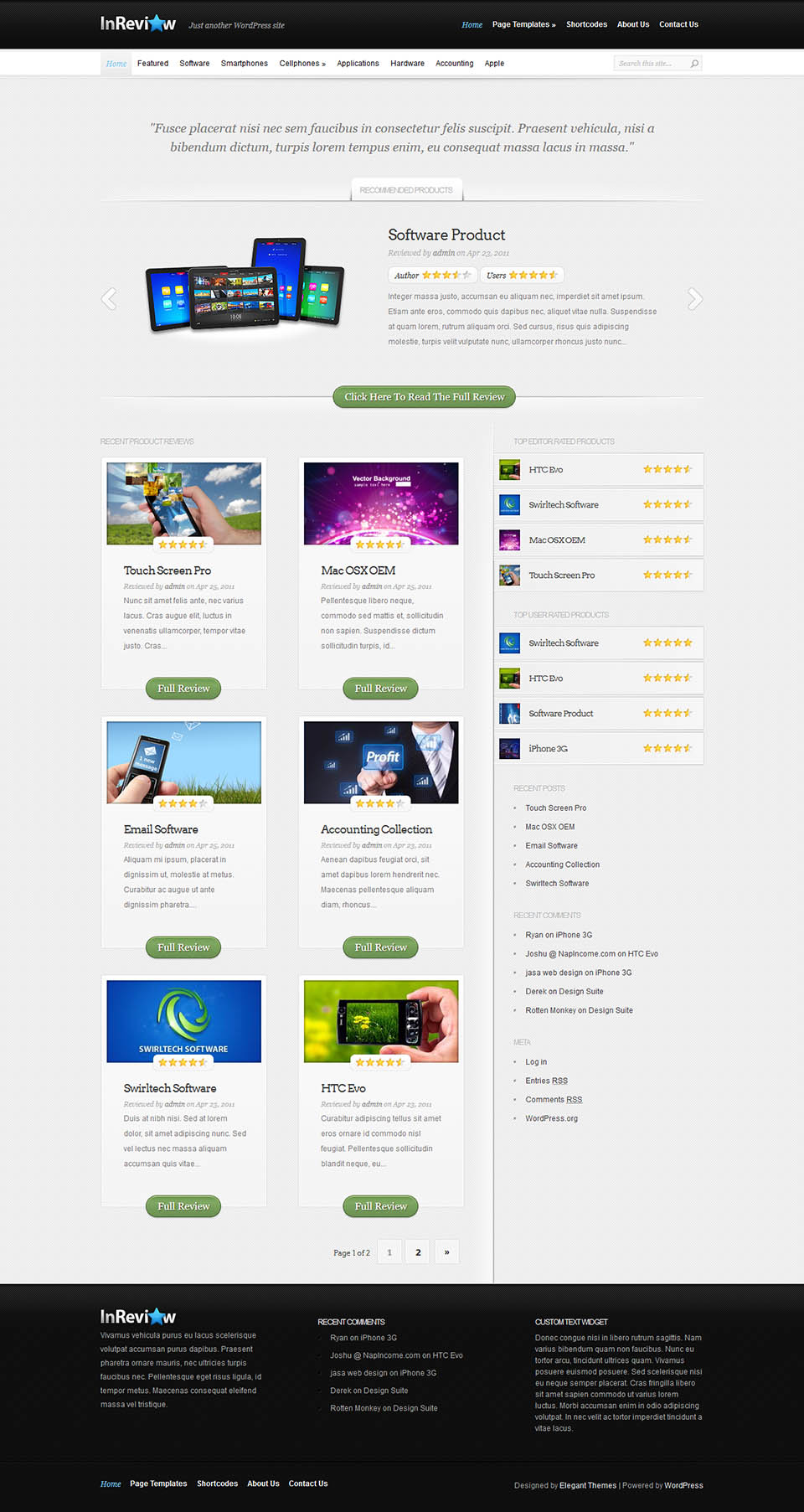 WordPress template ElegantThemes InReview