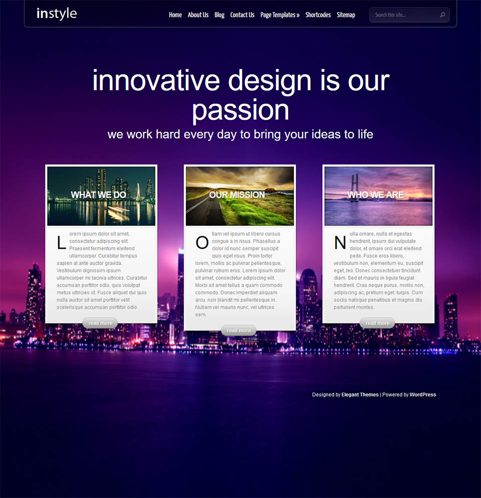 WordPress template ElegantThemes InStyle