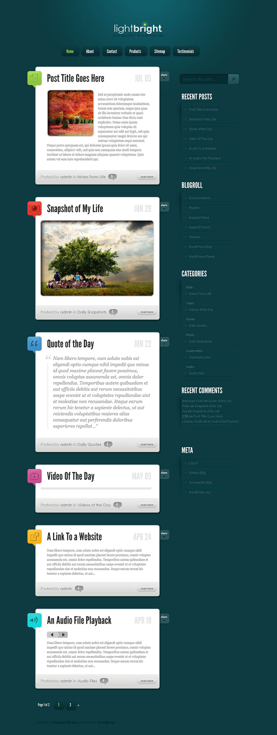 WordPress template ElegantThemes LightBright