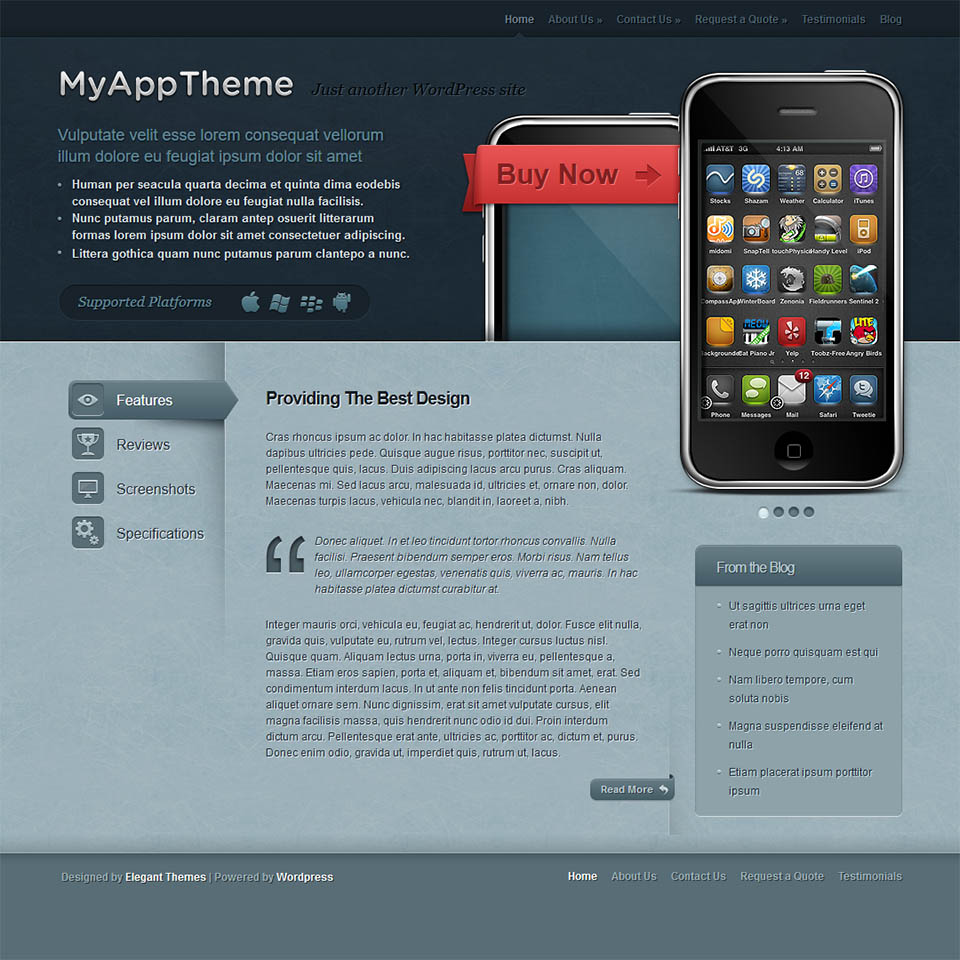 WordPress template ElegantThemes MyApp