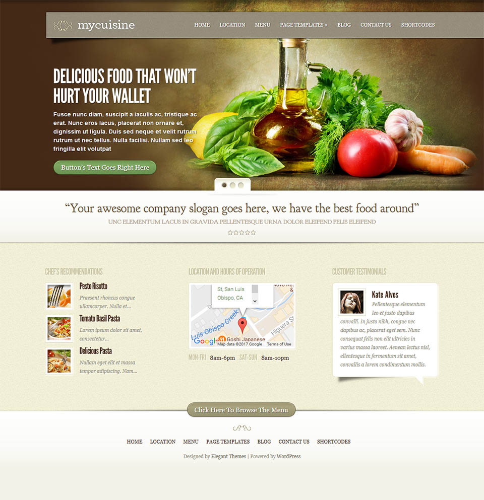 Template ElegantThemes MyCuisine WordPress template ElegantThemes MyCuisine