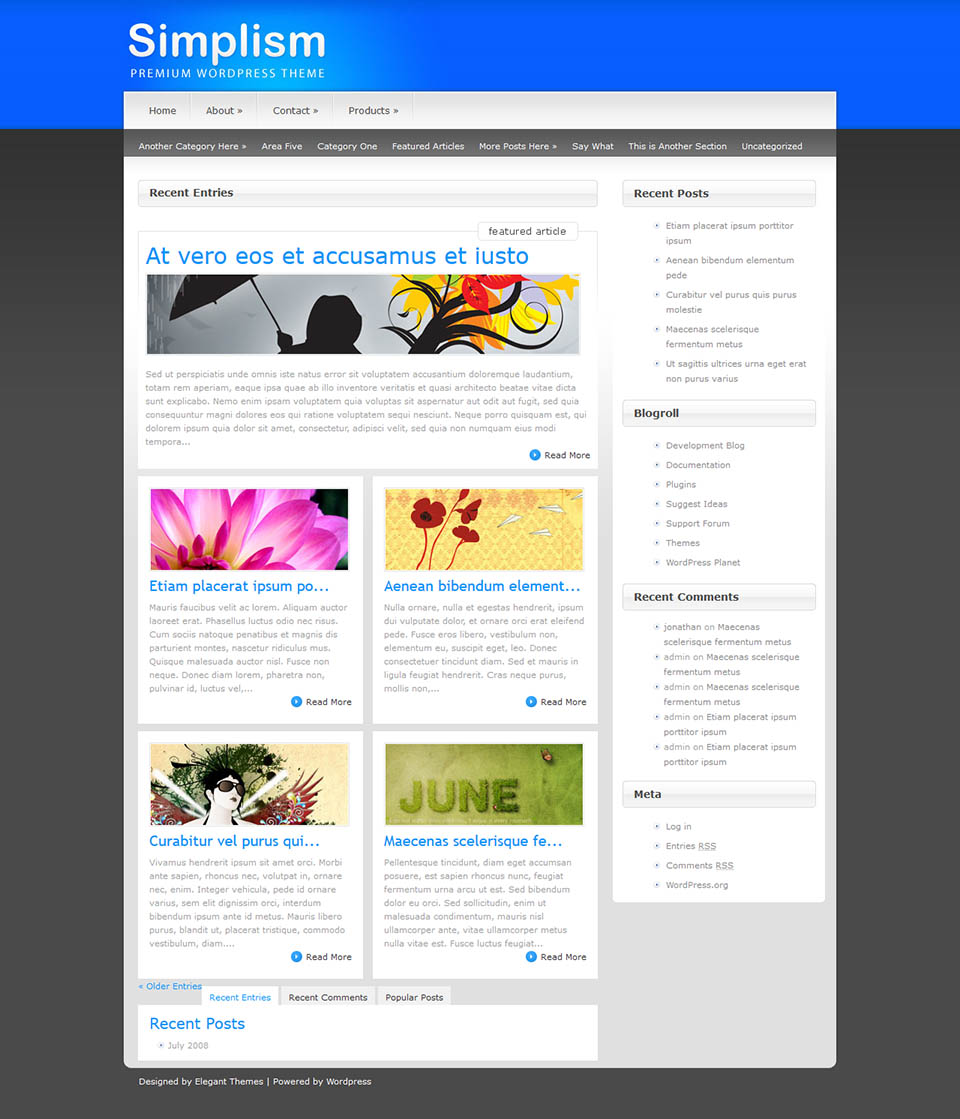 WordPress template ElegantThemes Simplism