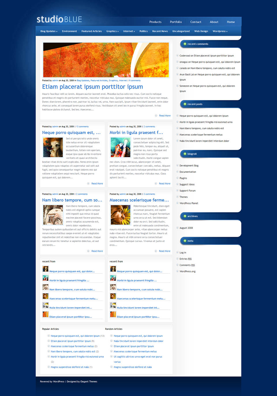 WordPress template ElegantThemes StudioBlue