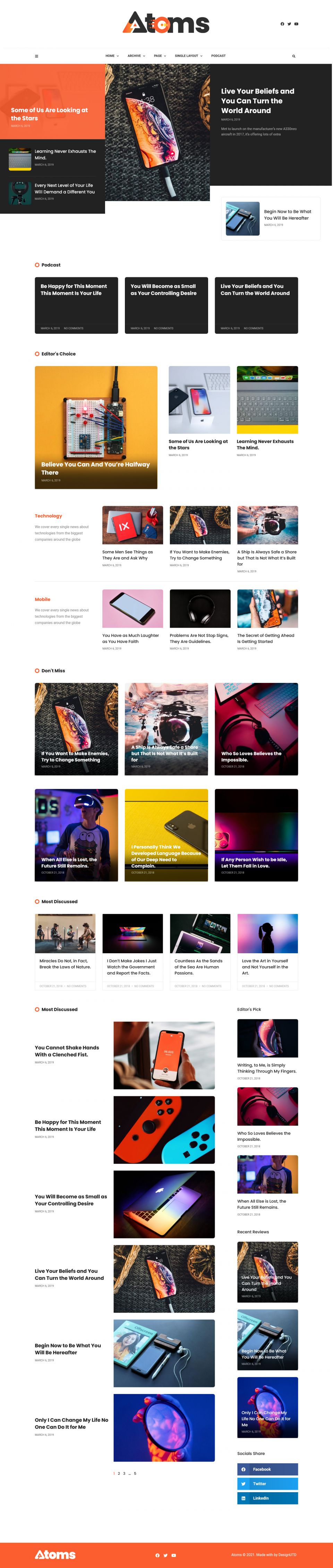 WordPress template ThemeForest Atoms