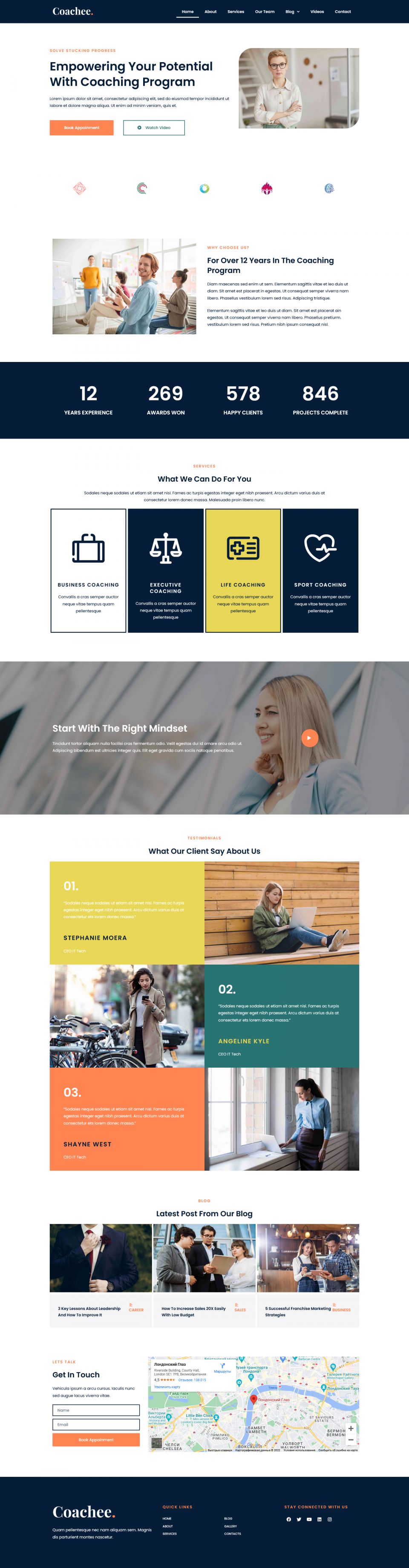 WordPress template ThemeForest Coachee