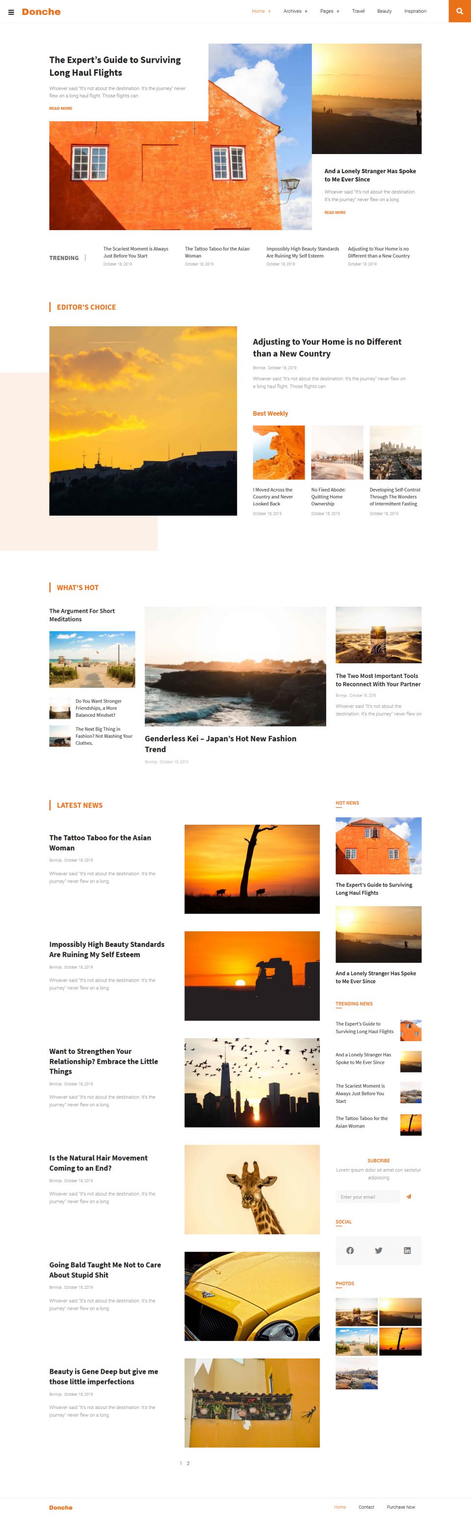 WordPress template ThemeForest Donche