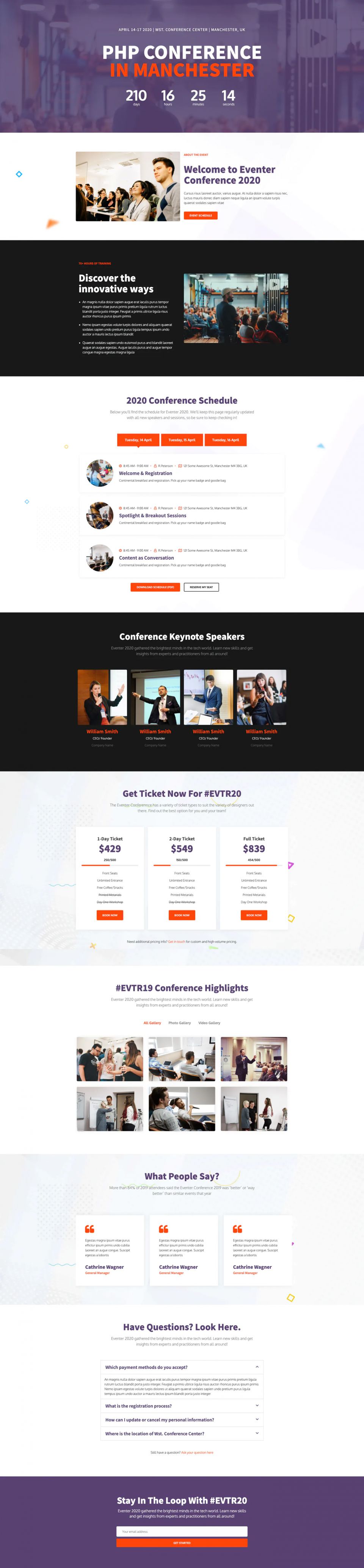 WordPress template ThemeForest Eventer