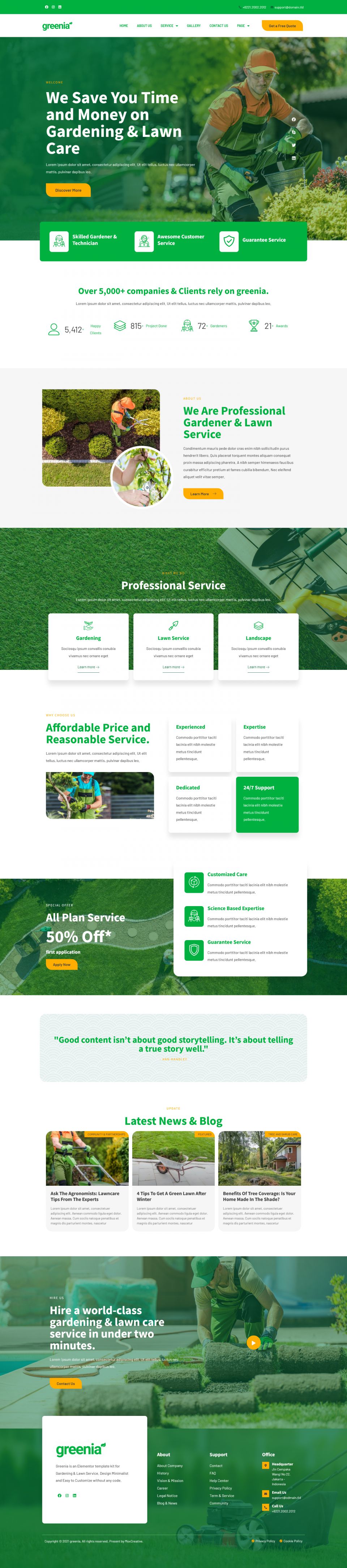 WordPress template ThemeForest Greenia